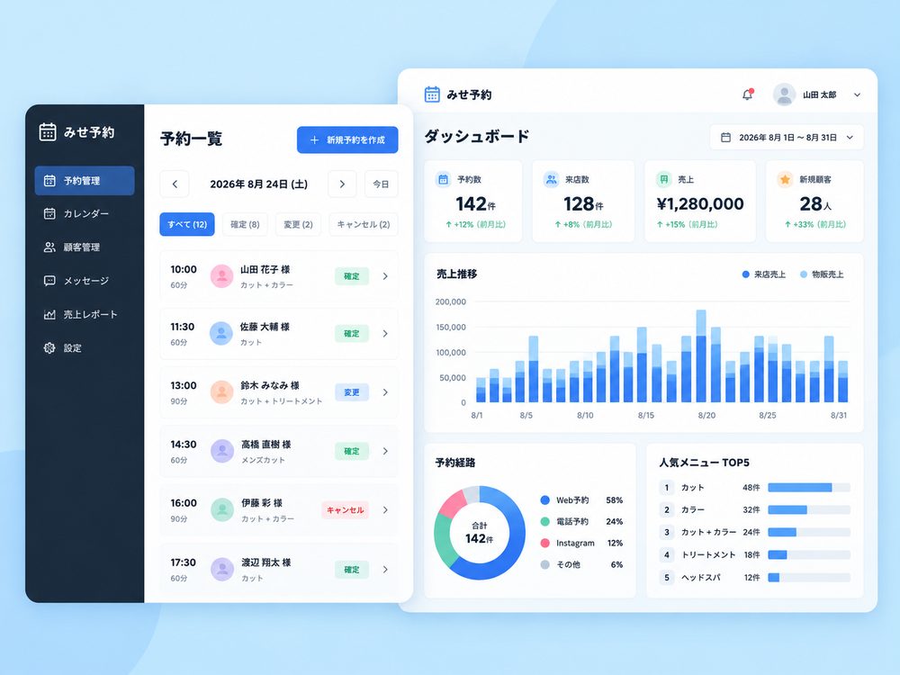 予約管理Webアプリのサンプル画面