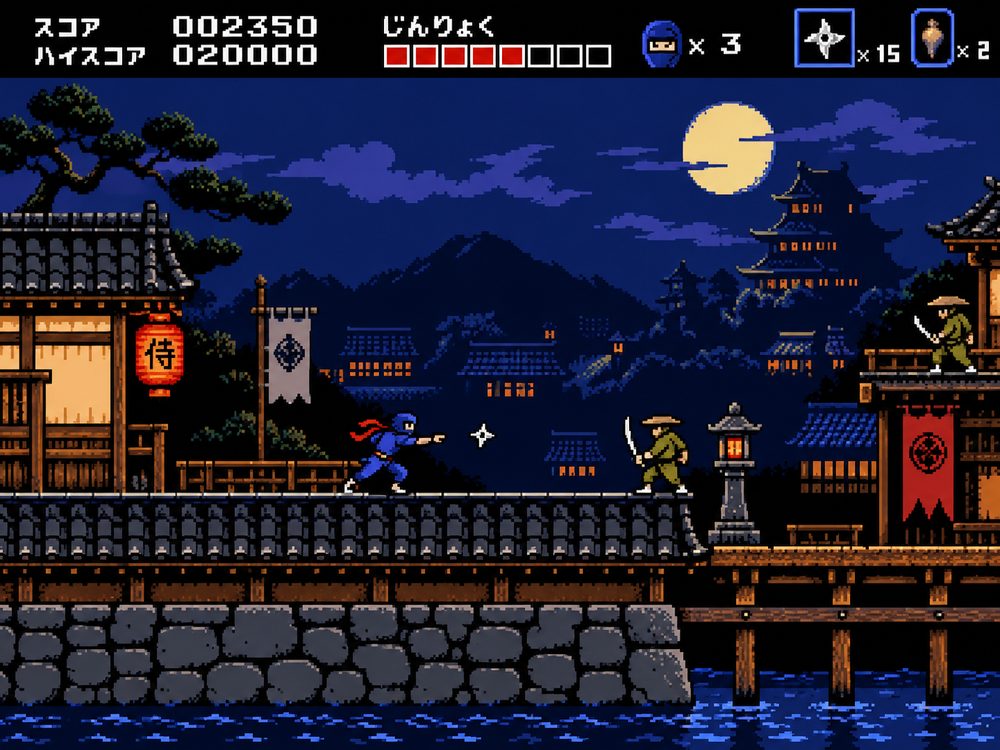忍者アクションゲームのサンプル画面