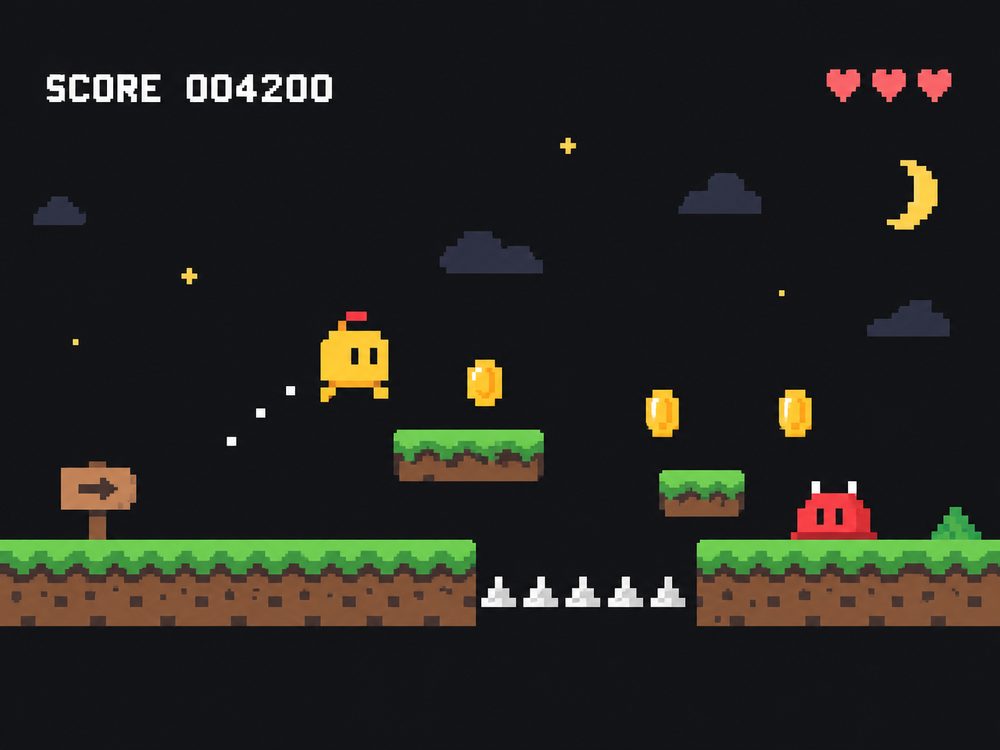 ジャンプアクションゲームのサンプル画面